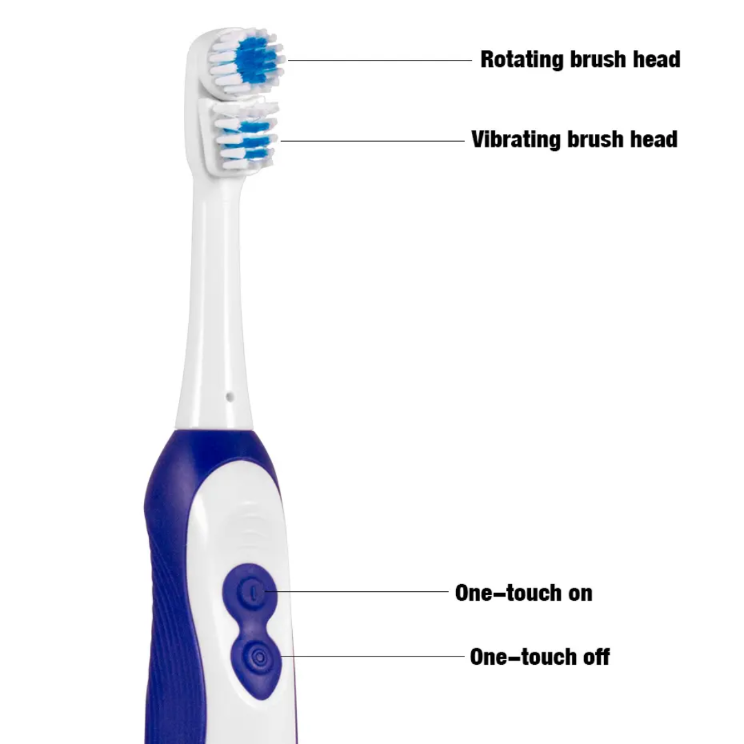 INVIGO Electric Toothbrush Dual Brush Heads 360 Wrapped Clean IPX7 Waterproof with Cross Action Battery Powered for Men, Women, Kid's