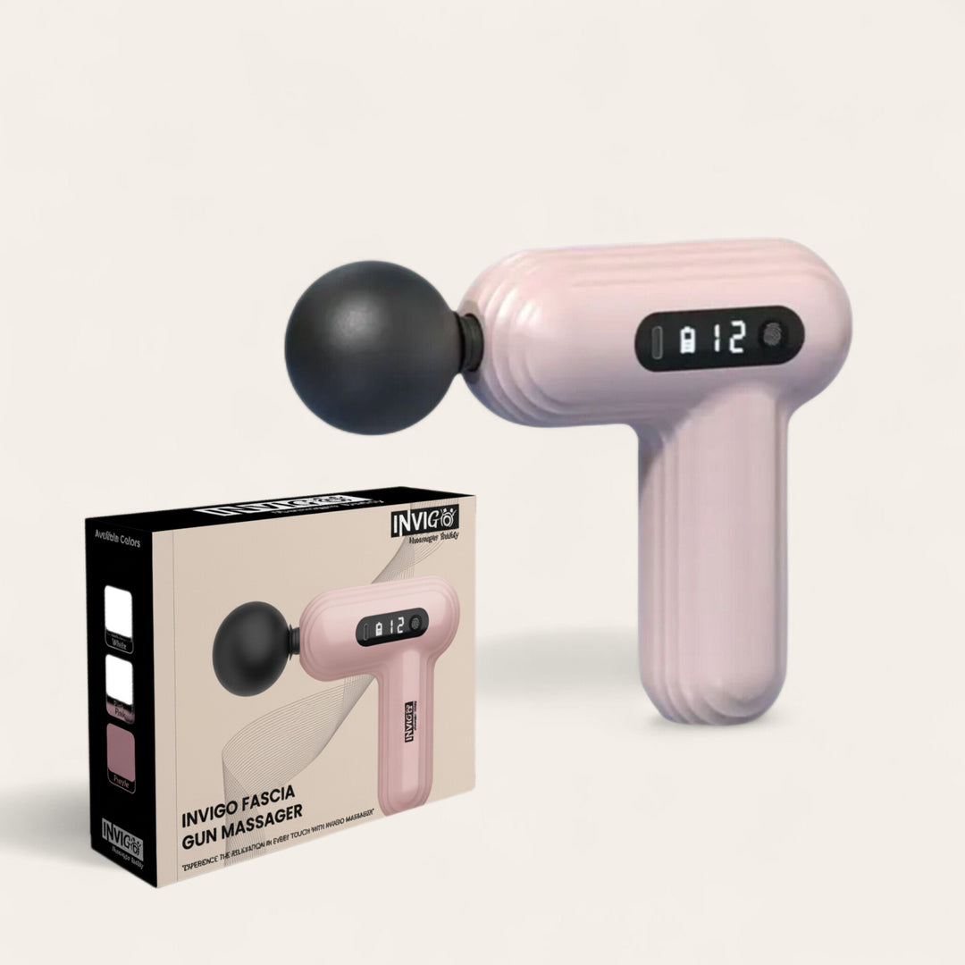 INVIGO Fascia Gun Massager 12 Speed Modes With 4 Heads and LCD Touch Screen Display,