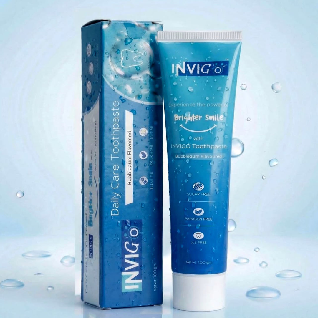 INVIGO BubbleGum Flavored Toothpaste 100g , Sugar Free | SLS Free | Paraben Free | Teeth Whitening + Cavity Protection & Gum Care For Kids, Men & Women  Natural Fresh Breath Toothpaste