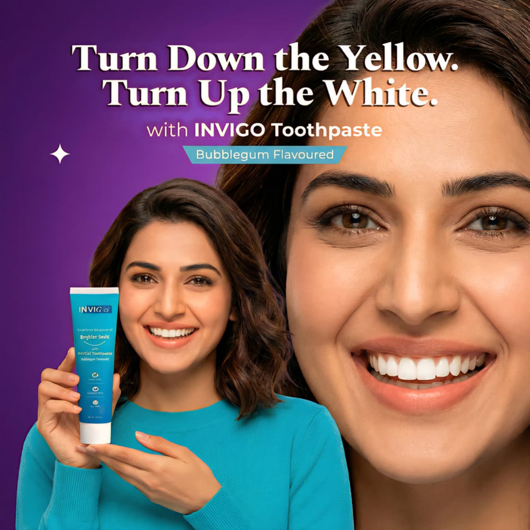 INVIGO BubbleGum Flavored Toothpaste 100g , Sugar Free | SLS Free | Paraben Free | Teeth Whitening + Cavity Protection & Gum Care For Kids, Men & Women  Natural Fresh Breath Toothpaste