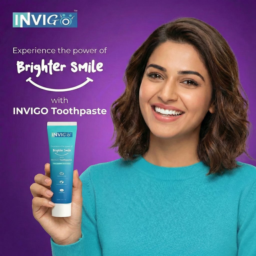 INVIGO Electric Toothbrush + Bubble Gum Toothpaste (Oral Care Combo)