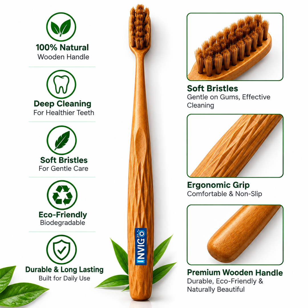 INVIGO Complete 5-Piece Dental Care Combo 2 Toothbrushes + 2 Tongue Cleaners + 1 Bubble Gum Toothpaste (100 Gm)