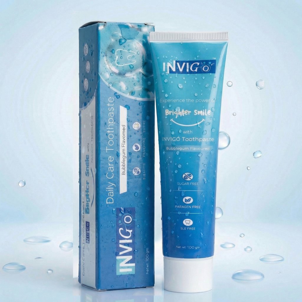 INVIGO Electric Toothbrush + Bubble Gum Toothpaste (Oral Care Combo)